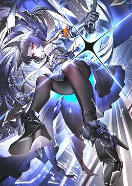 Girl in Futuristic Cityscape