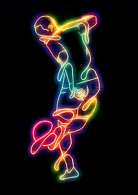 Neon football on Brick Wall