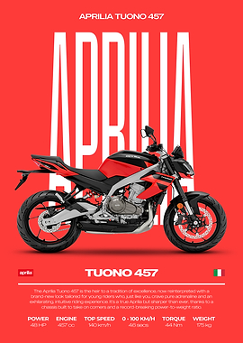 Aprilia Tuono 457 Motorcycle Poster