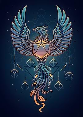 Phoenix with D20 Tribal Dice Digital Art