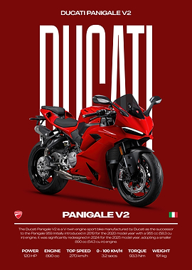 Ducati Panigale V2 Red Motorcycle Poster