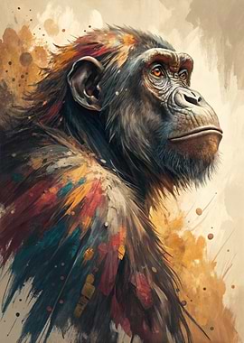 Colorful Chimpanzee Portrait