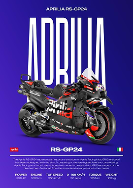 Aprilia RS-GP24 Motorcycle on Blue Background