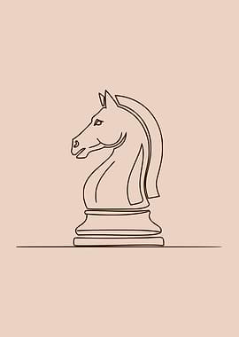 Chess Knight Minimalist Line Art (dark version)