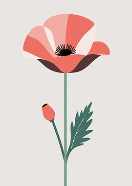 Minimalist Poppy Flower Illustration