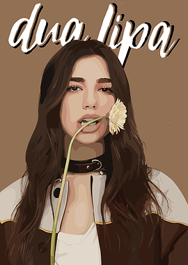 Dua Lipa Portrait with Flower