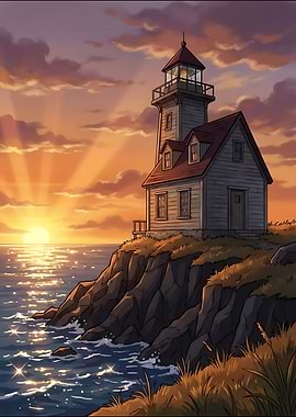 Lighthouse at Sunset