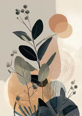 Abstract Floral Art with Neutral Tones