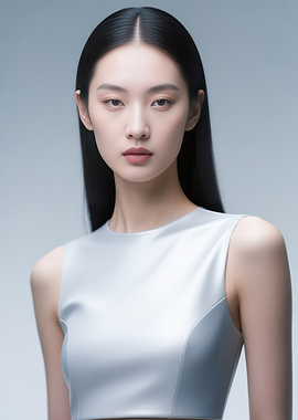 Portrait of a woman in silver top