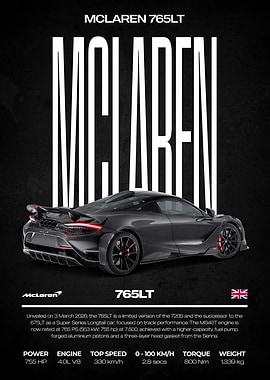 McLaren 765LT Car Poster