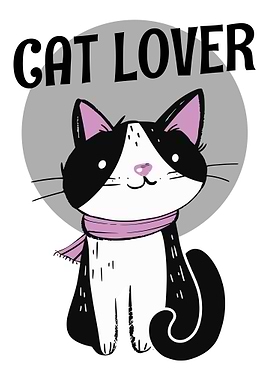 Cat Lover Cartoon Illustration