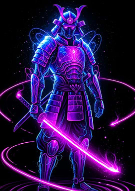 Neon Samurai Warrior