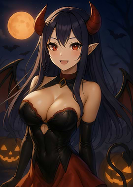 Anime Devil Girl Halloween Night