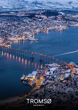 Tromsø, Norway: Aerial Winter Cityscape