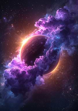 Cosmic Planet with Nebula Cloud