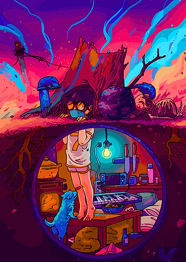Surreal Underground Home Illustration