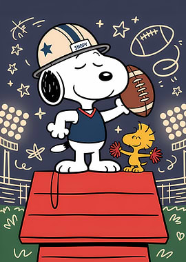 Snoopy and Woodstock Football Cartoon