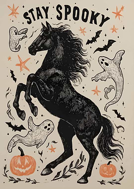 Stay Spooky Halloween Horse Art
