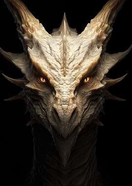 White Dragon Head Close-Up Portrait