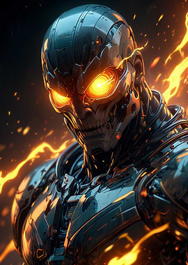 Futuristic Robot with Glowing Eyes