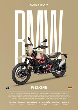 BMW R 12 G/S Motorcycle Poster