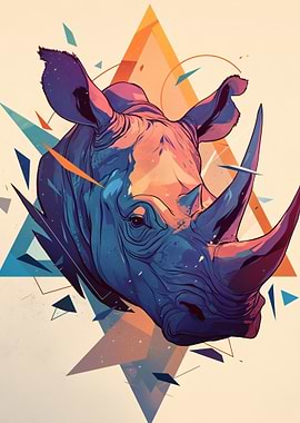 Geometric Rhino Head Illustration