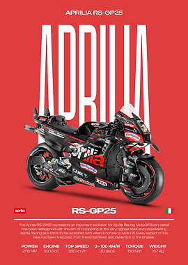 Aprilia RS-GP25 Motorcycle on Red Background