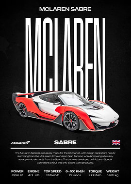 McLaren Sabre Car Poster