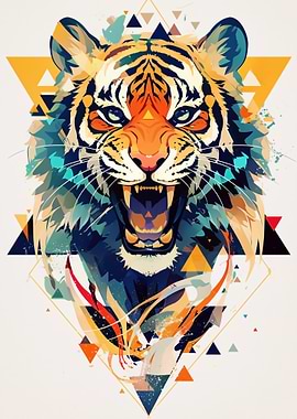 Geometric Tiger Portrait