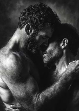Intimate Embrace Monochromatic Passion Portrait