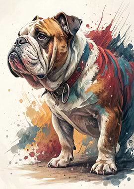 Watercolor Bulldog Portrait
