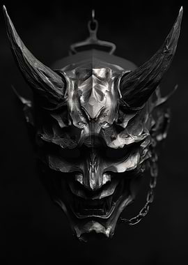 Metallic Oni Mask with Horns