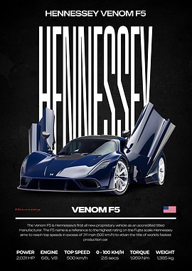 Hennessey Venom F5 Car Poster
