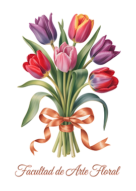Tulip Bouquet with Ribbon and Text