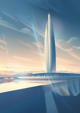 Futuristic Skyscraper Landscape Digital Art