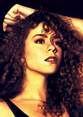 Mariah Carey portrait with curly hair