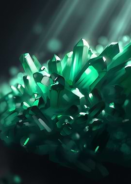 Emerald Green Crystal Cluster Digital Art