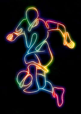 Neon Soccer Player Silhouette