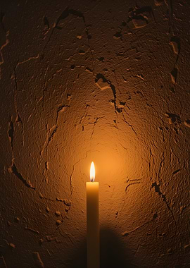Candlelight against textured wall