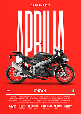 Aprilia RSV4 Motorcycle on Red Background