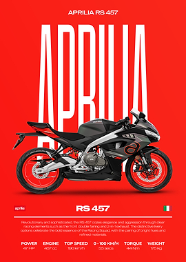 Aprilia RS 457 Motorcycle on Red Background