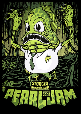 Pearl Jam Concert Poster with Fish Creature