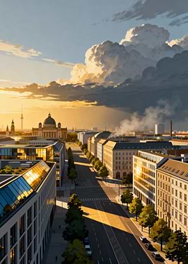 Berlin Cityscape at Sunset