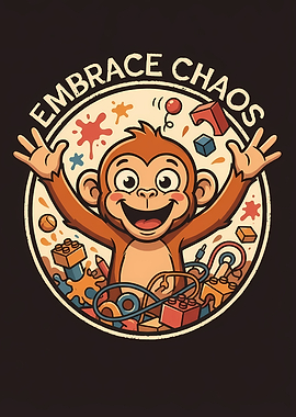 Embrace Chaos Cartoon Monkey Illustration