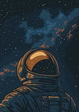 Astronaut Space Poster, Cosmic Nebula Wall Art, Galaxy Exploration Sci Fi Art Print