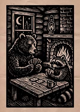 Bear and Raccoon Playing Cards