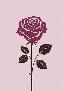 Elegant Rose Illustration on Pink Background