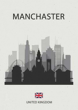 Manchester Cityscape Silhouette Art Print