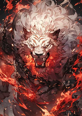 Fierce Tiger Warrior in Fiery Aura