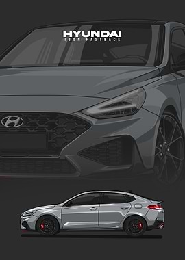 Hyundai i30N Fastback Car Illustration